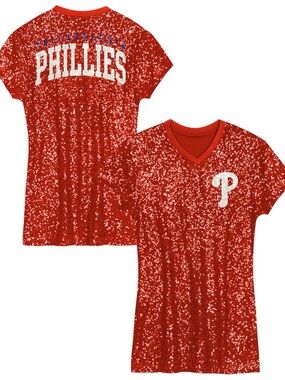Philadelphia Phillies Girls Preschool Sequin V-Neck Dress NWT